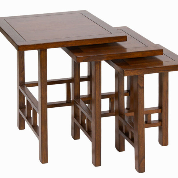 Set of 3 tables - Serious Line Collection Mindi wood Brown