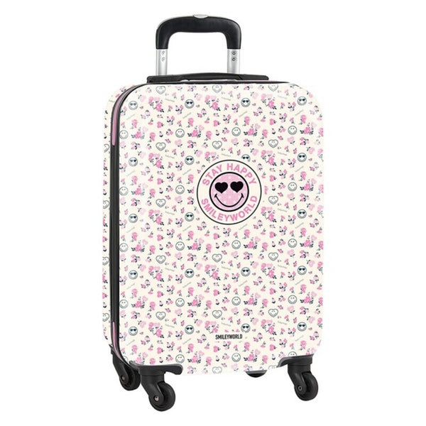 Cabin suitcase Smiley World Garden White Pink 20''