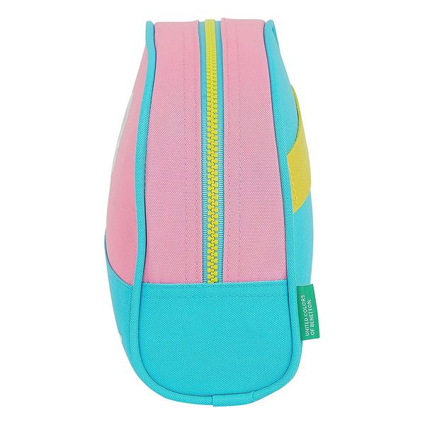 School Toilet Bag Benetton Color Block Yellow Pink Turquoise