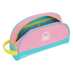 School Toilet Bag Benetton Color Block Yellow Pink Turquoise