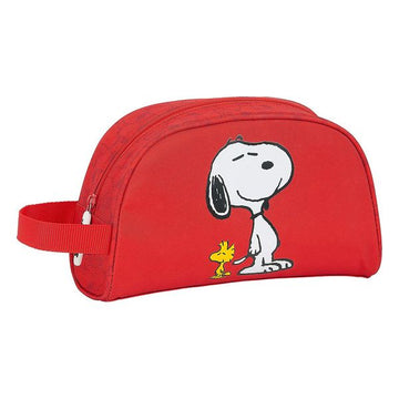 School Toilet Bag Snoopy Red