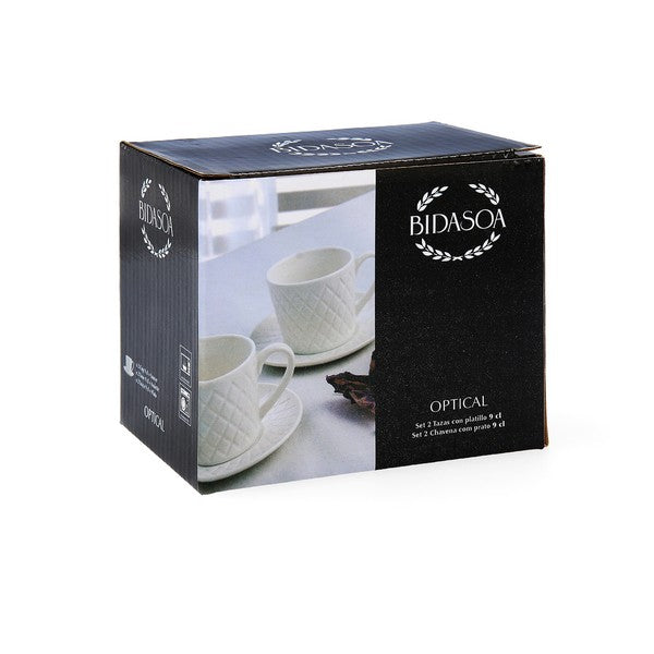 Set of Mugs with Saucers Bidasoa Optical (4 pcs) 9 cl