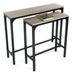 Set of 2 tables MDF Wood Metal (63 x 25 x75 cm)