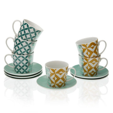 Piece Coffee Cup Set Porcelain (6 Pieces)