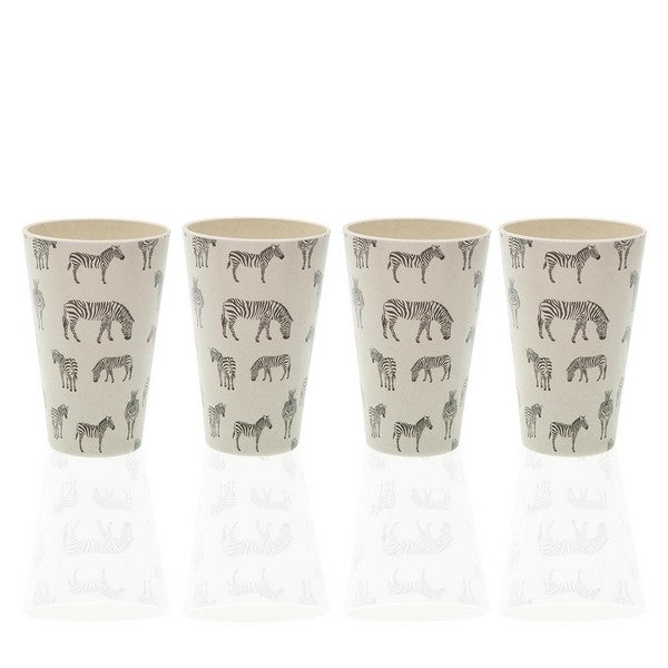 Set of glasses Bamboo Fibre (8,3 x 13 x 8,3 cm) Zebra (4 pcs)