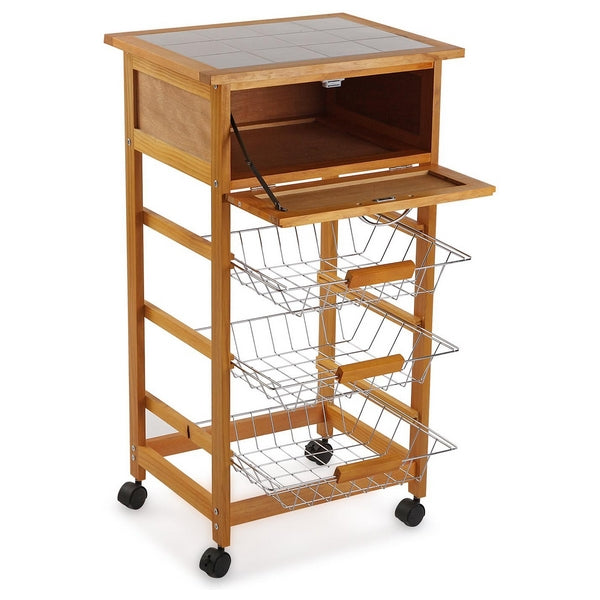 Kitchen Trolley Metal MDF Wood (37 x 84 x 47 cm)