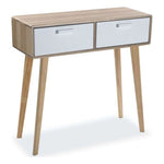 Hall Table with 2 Drawers Nordic Pine Paolownia wood (30 x 78 x 80,5 cm)