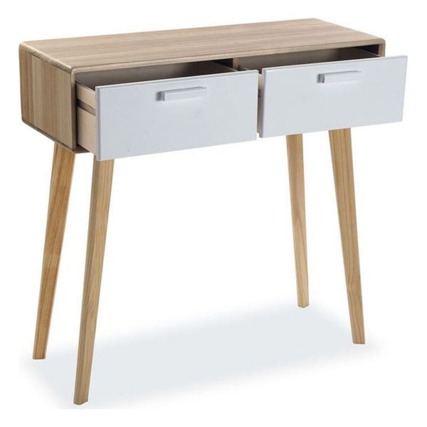 Hall Table with 2 Drawers Nordic Pine Paolownia wood (30 x 78 x 80,5 cm)