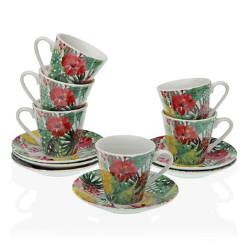 Set of Mugs with Saucers Ayanna Coffee Porcelain (6 pcs)