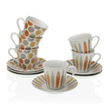 Set of Mugs with Saucers Ava Coffee Porcelain (6 pcs)