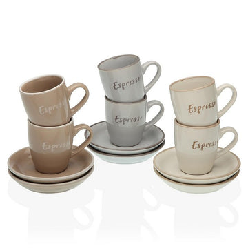 Set of Mugs with Saucers Lieke Coffee Stoneware (6 pcs)