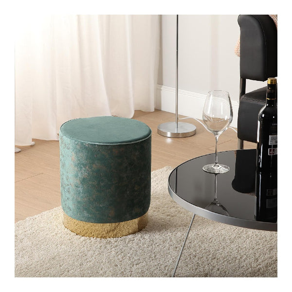 Stool Green wood and metal Polyester (34 x 37 x 34 cm)