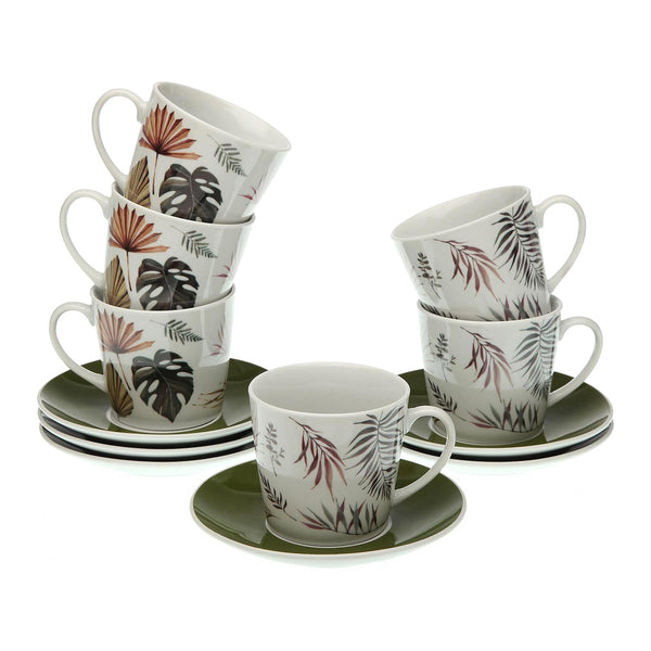 Set of 6 teacups with plates Roxanne Porcelain (6 Pieces)