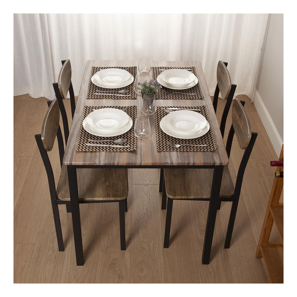 Dining Table Brown Black MDF Wood (80 x 76 x 120 cm)