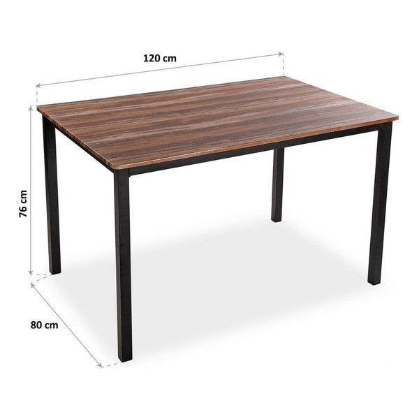 Dining Table Brown Black MDF Wood (80 x 76 x 120 cm)