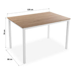 Dining Table White Brown MDF Wood (80 x 76 x 120 cm)