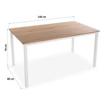 Dining Table White Brown MDF Wood (80 x 76 x 140 cm)