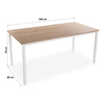 Dining Table White Brown MDF Wood (80 x 79 x 160 cm)