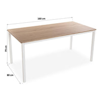 Dining Table White Brown MDF Wood (80 x 79 x 160 cm)