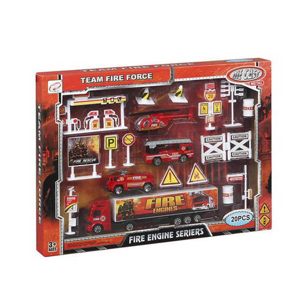 Playset de Vehículos Camión de Bomberos 110028 Bombero Rojo (20 Pcs)