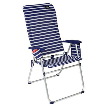 Reclining Armchair Aluminium Navy blue White (68,5 x 57,5 x 110 cm)