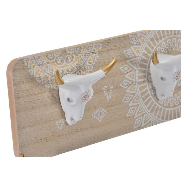 Wall mounted coat hanger Dekodonia Horns Wood Resin (48 x 6 x 9 cm)