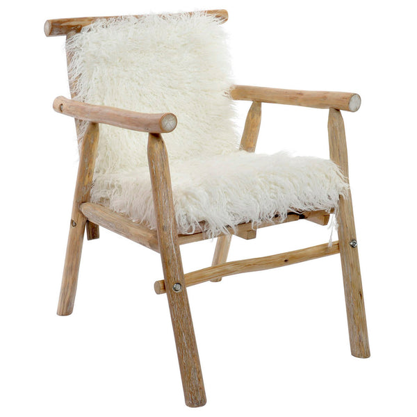 Armchair DKD Home Decor White Brown Polyester Oak (68 x 55 x 85 cm)