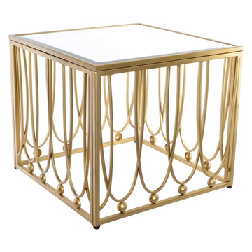 Side Table DKD Home Decor Haendel Golden Metal Mirror MDF Wood (57 x 57 x 52 cm)