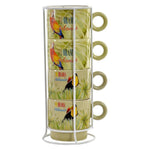 Piece Coffee Cup Set Dekodonia Bahamas Parrot Stoneware (200 ml) (4 pcs)