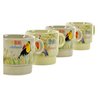 Piece Coffee Cup Set Dekodonia Bahamas Parrot Stoneware (200 ml) (4 pcs)