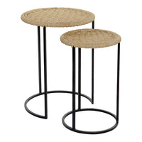 Side table DKD Home Decor Black Metal Rope (2 pcs)