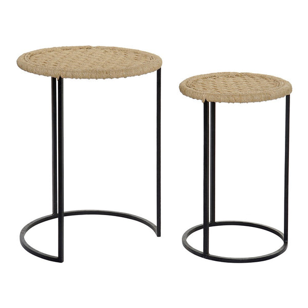 Side table DKD Home Decor Black Metal Rope (2 pcs)