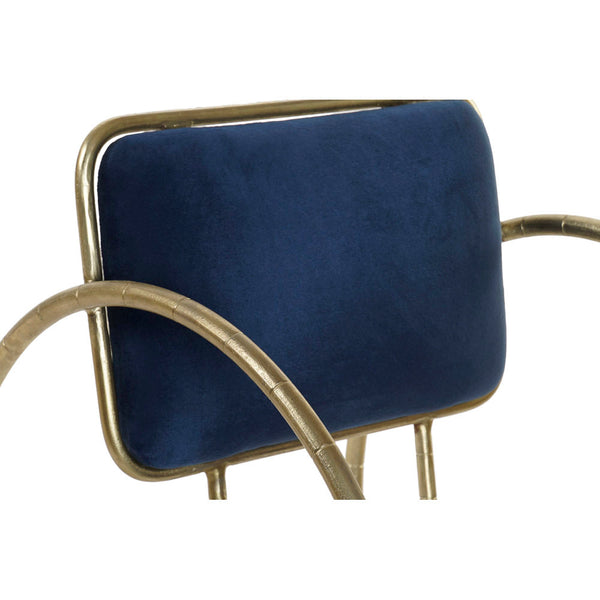 Dining Chair DKD Home Decor Blue Brass Golden (50 x 70 x 70 cm)