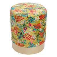 Footrest DKD Home Decor Jungle Polyester Metal Tropical (34 x 34 x 40 cm)