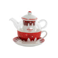 Teapot DKD Home Decor Christmas Red Crystal Porcelain (250 ml)