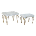 Footrest DKD Home Decor Polyester Metal Chic (48 x 38 x 34 cm) (60 x 40 x 44 cm)