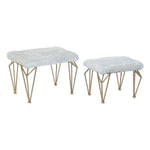 Footrest DKD Home Decor Polyester Metal Chic (48 x 38 x 34 cm) (60 x 40 x 44 cm)