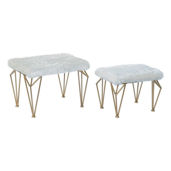 Footrest DKD Home Decor Polyester Metal Chic (48 x 38 x 34 cm) (60 x 40 x 44 cm)