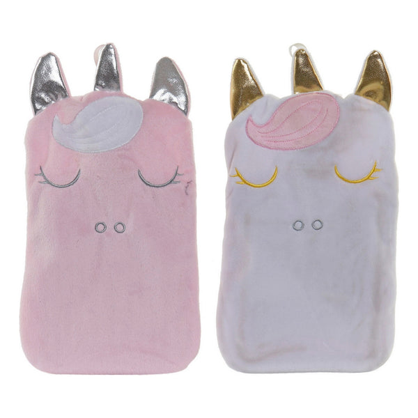 Hot Water Bottle DKD Home Decor Unicorn Polyester (2 pcs) (16.5 x 5 x 30 cm)