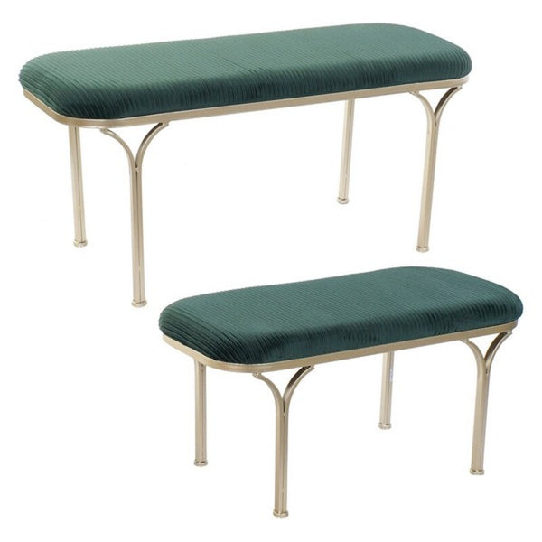 Bench DKD Home Decor Polyester Metal (2 pcs)