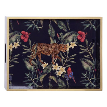 Tray DKD Home Decor Leopard MDF Wood