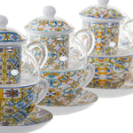 Teapot DKD Home Decor Crystal Porcelain (250 ml) (4 pcs)