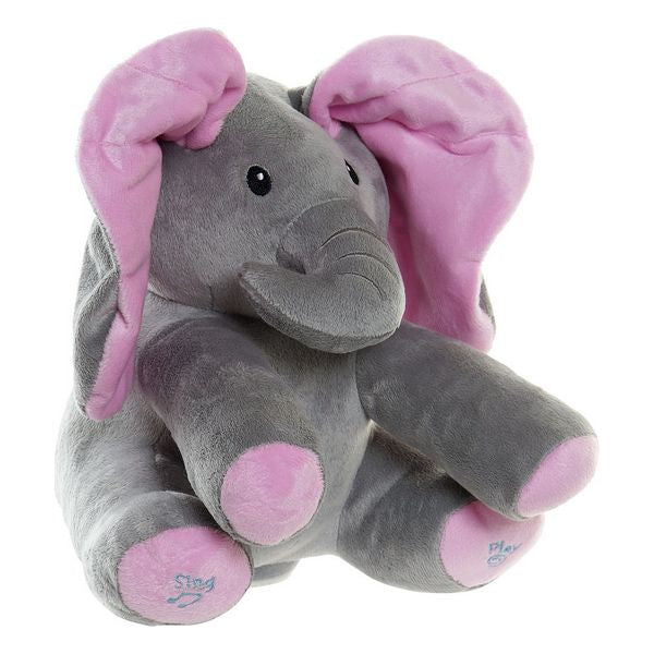 Fluffy toy DKD Home Decor Elephant Interactive Polyester (24 x 25 x 30 cm)