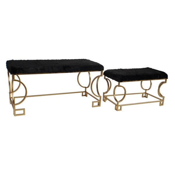 Bench DKD Home Decor Oriental Metal Cloth (2 pcs)