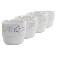 Piece Coffee Cup Set DKD Home Decor Hearts (200 ml) (4 pcs)