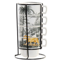 Piece Coffee Cup Set DKD Home Decor Jungle (200 ml) (4 pcs)