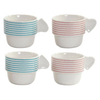 Piece Coffee Cup Set DKD Home Decor Stripes (200 ml) (4 pcs)