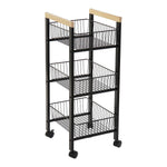 Vegetable trolley DKD Home Decor Black Steel Pinewood (32 x 37 x 82 cm)