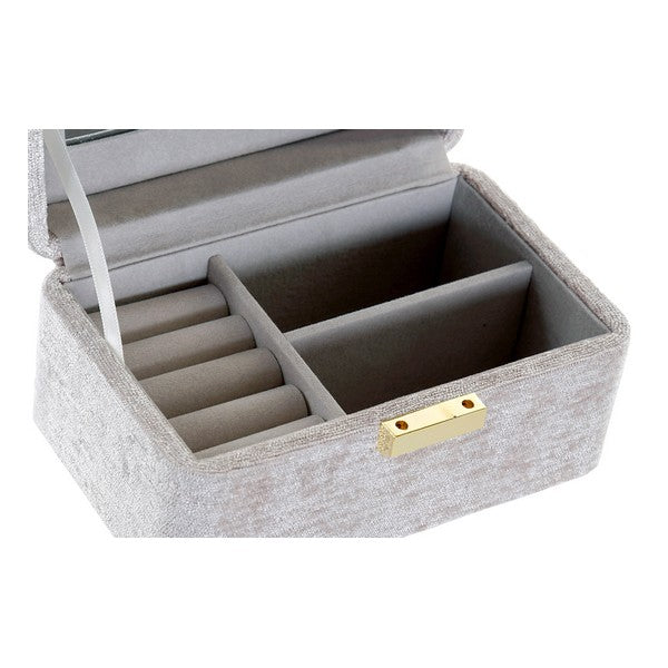 Jewelry box DKD Home Decor Velvet Beige Polyester (15 x 10 x 8 cm)