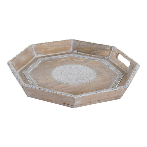 Tray DKD Home Decor Aluminium Mango wood